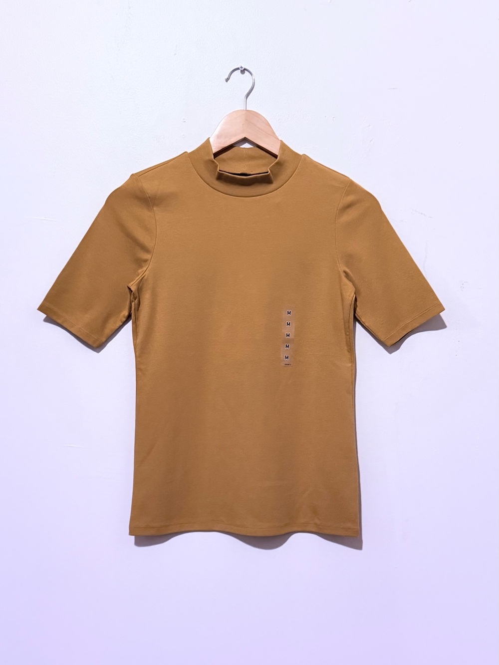 Uniqlo Women's Short Sleeve Mock Neck Top in Mustard